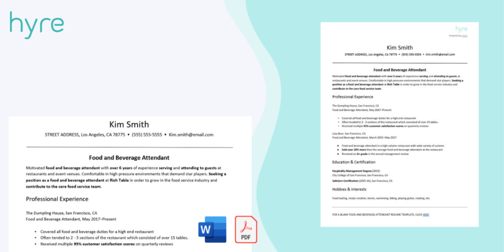 food-service-resume-preview