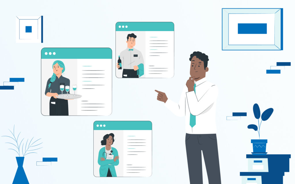 staffing-agency-manager-selecting-staff-profiles